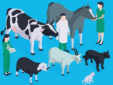 Ilustración de varios animales de granja